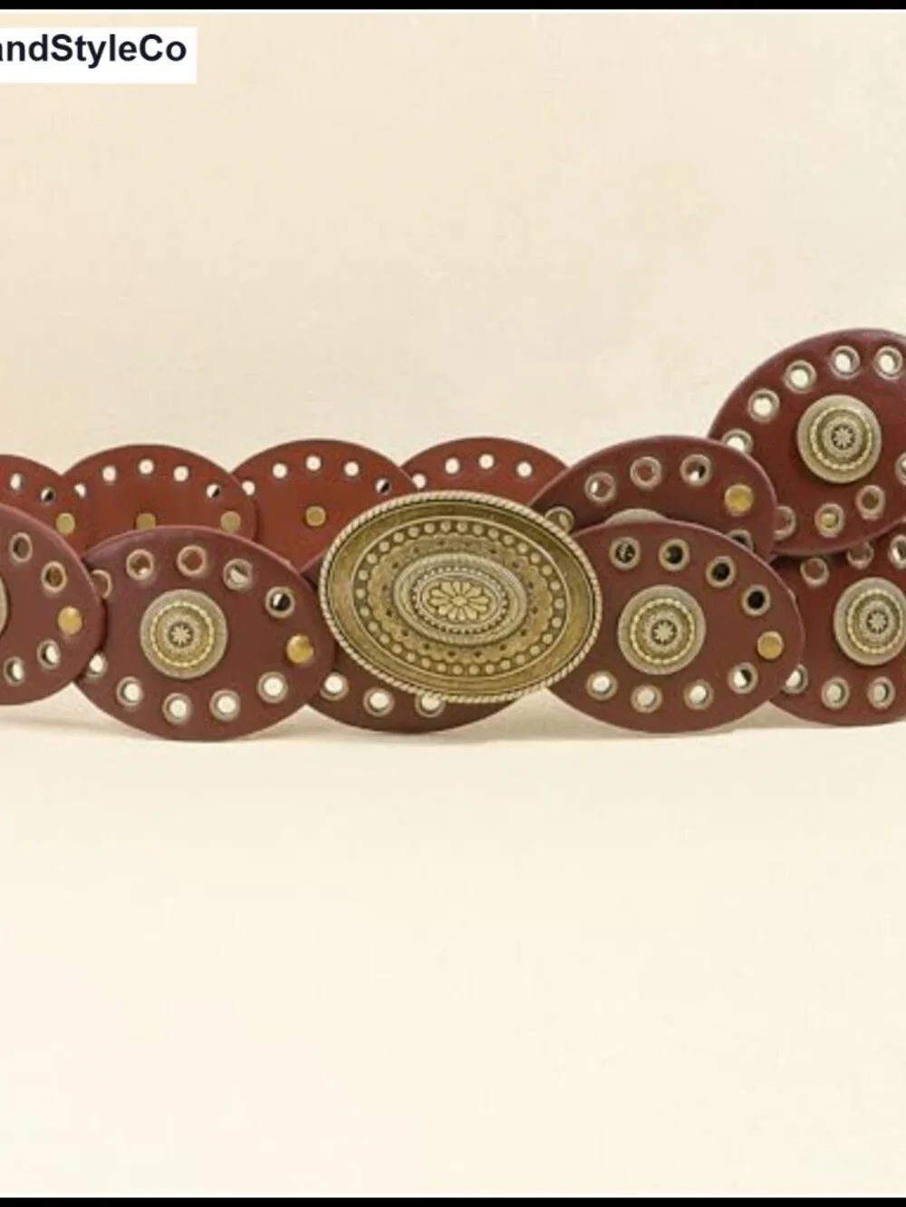 Women's Wide Hollow Rivet PU Leather Belt Western Cowgirl Concho Waist Belts